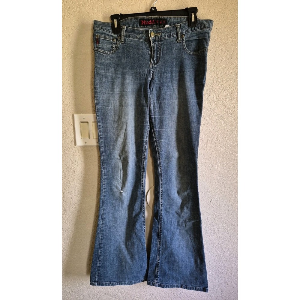 Vintage 90s-Y2K Mudd Bell Bottom Jeans Women's Sz 9(32x31) Flared Leg Blue Denim